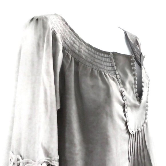 Daniel Rainn Boho Blouse Grey Inset Lace Cotton SiLK Cami Liner S - Picture 9 of 14